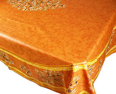 French coated tablecloth (olives 2005. terracotta x orange)